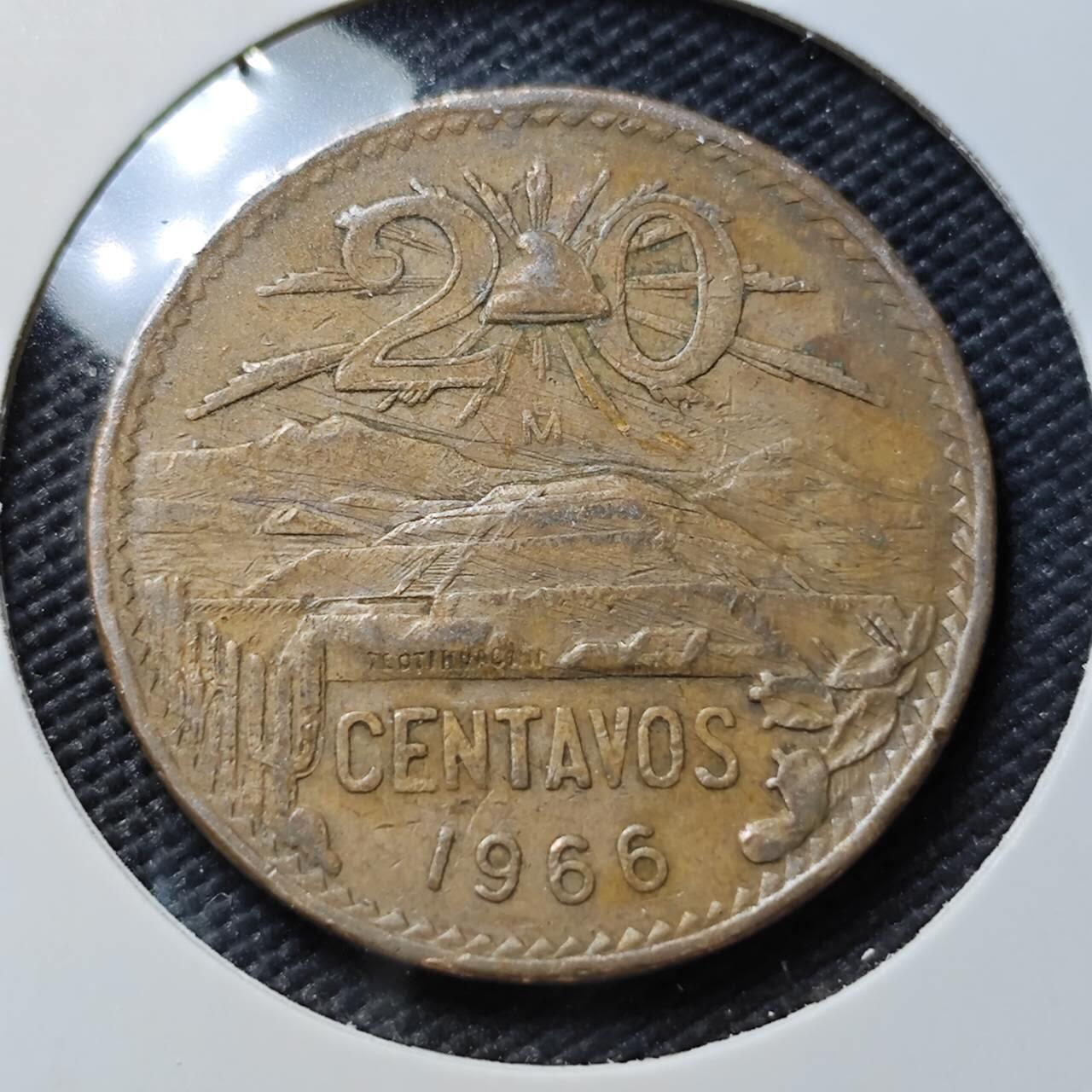 KK钱币收藏小铺  第407期 2月预留时间 周末发货  1966墨西哥20分