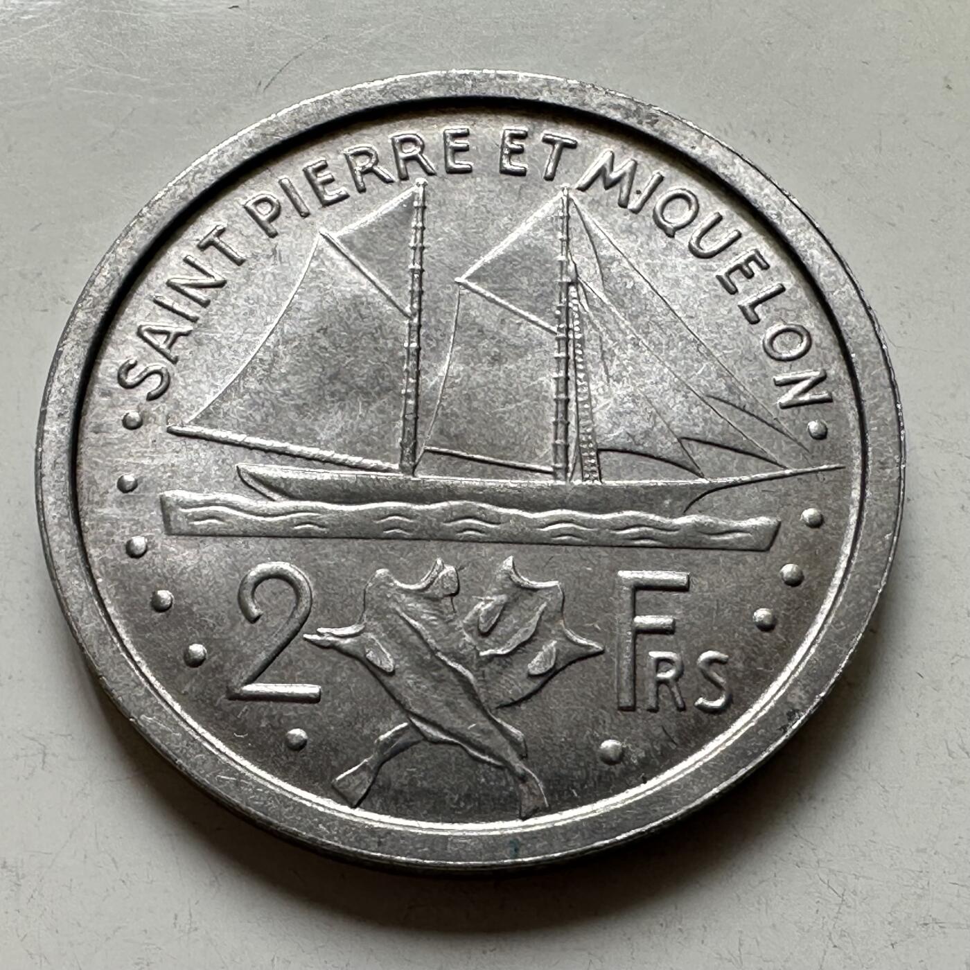 🌹外币初藏🌹🐯2026年第34场   每周二四六晚8️⃣点 接代拍 法属圣皮埃尔和密克隆 1948年 玛丽安娜 2法郎 铝币 