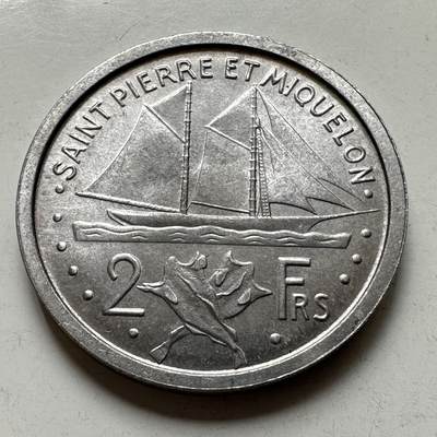 🌹外币初藏🌹🐯2026年第34场   每周二四六晚8️⃣点 接代拍 - 法属圣皮埃尔和密克隆 1948年 玛丽安娜 2法郎 铝币 