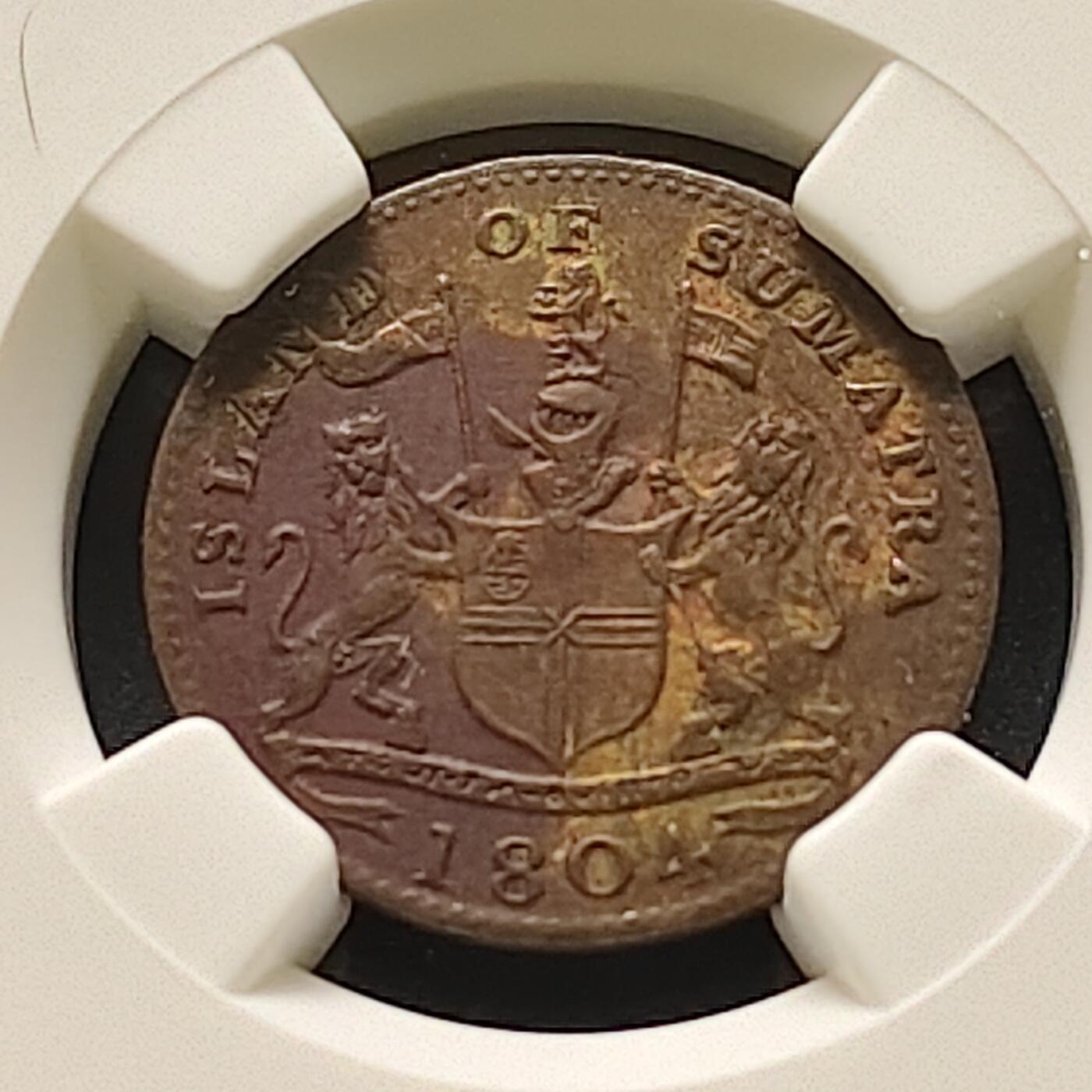 【全场包邮】纯粹捡漏拍515场 苏门答腊1804年（1219）1克平铜币-NGC AU DETAILS