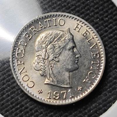 KK钱币收藏小铺  第408期 2月预留时间 周末发货 -  1971瑞士5分