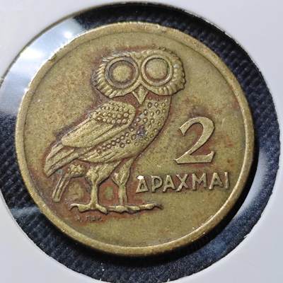 KK钱币收藏小铺  第409期 2月预留时间 周末发货 -  希腊2德拉克马猫头鹰铜币