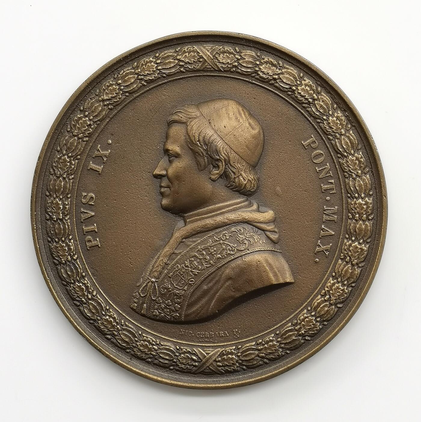 博洋堂“芳菲春韵”3月精品大拍专场暨第166期（全场包邮） 1854年意大利教皇庇护九世圣保罗大教堂重建纪念大铜章，79mm，219g，后铸工艺品，注意分辨