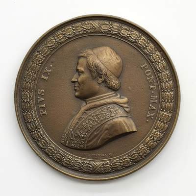 博洋堂“芳菲春韵”3月精品大拍专场暨第166期（全场包邮） - 1854年意大利教皇庇护九世圣保罗大教堂重建纪念大铜章，79mm，219g，后铸工艺品，注意分辨