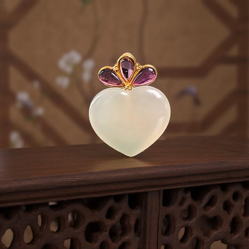 碧月说宝 君子怀瑾·当代和田玉清风专场(五) 18K爱心吊坠