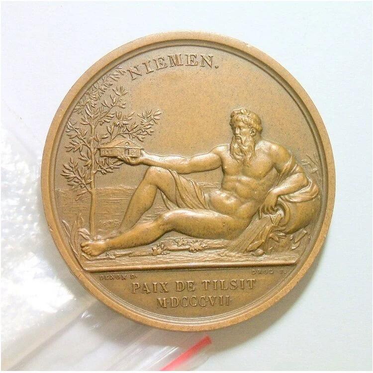 【艺术】法国艺术大章1807年 拿破仑金叶冠+亚历山大+纪尧姆三世 拿破仑战争 高浮雕精制大铜章 40MM