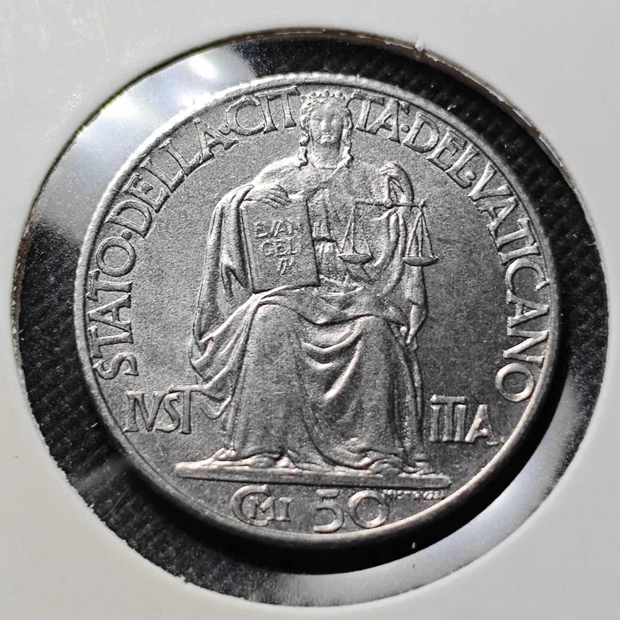 KK钱币收藏小铺  第409期 2月预留时间 周末发货  1942梵蒂冈50分 好品