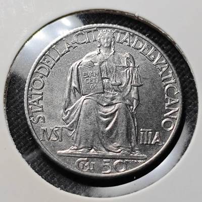 KK钱币收藏小铺  第409期 2月预留时间 周末发货 -  1942梵蒂冈50分 好品