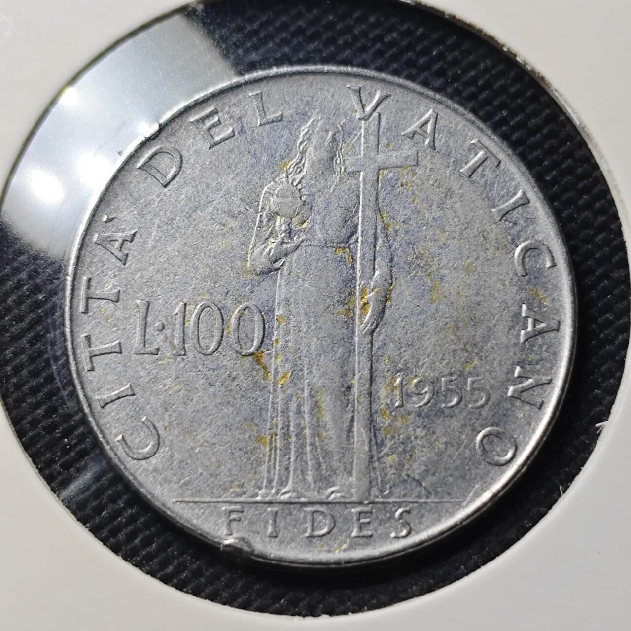 KK钱币收藏小铺  第409期 2月预留时间 周末发货 1955 梵蒂冈100里拉