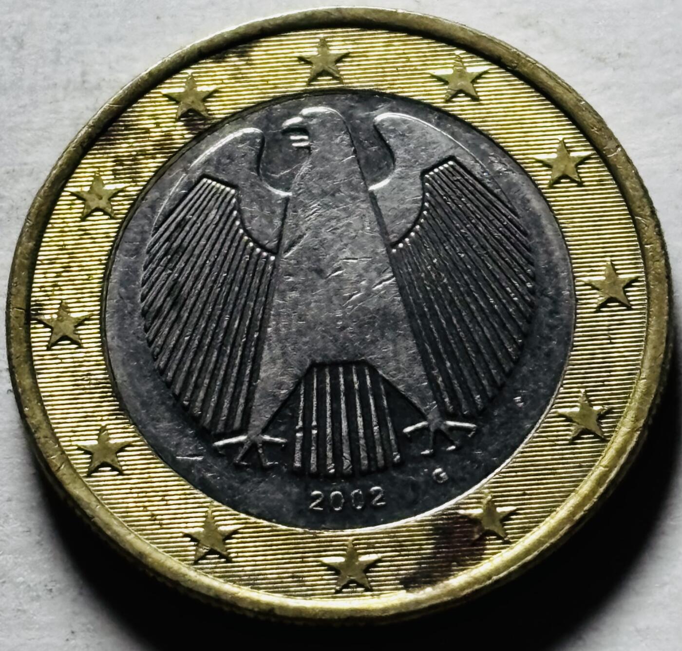 文馨钱币收藏第 298 场，长期接代拍业务 好品 2002 年德国 1 欧元 第一版首发 G 版