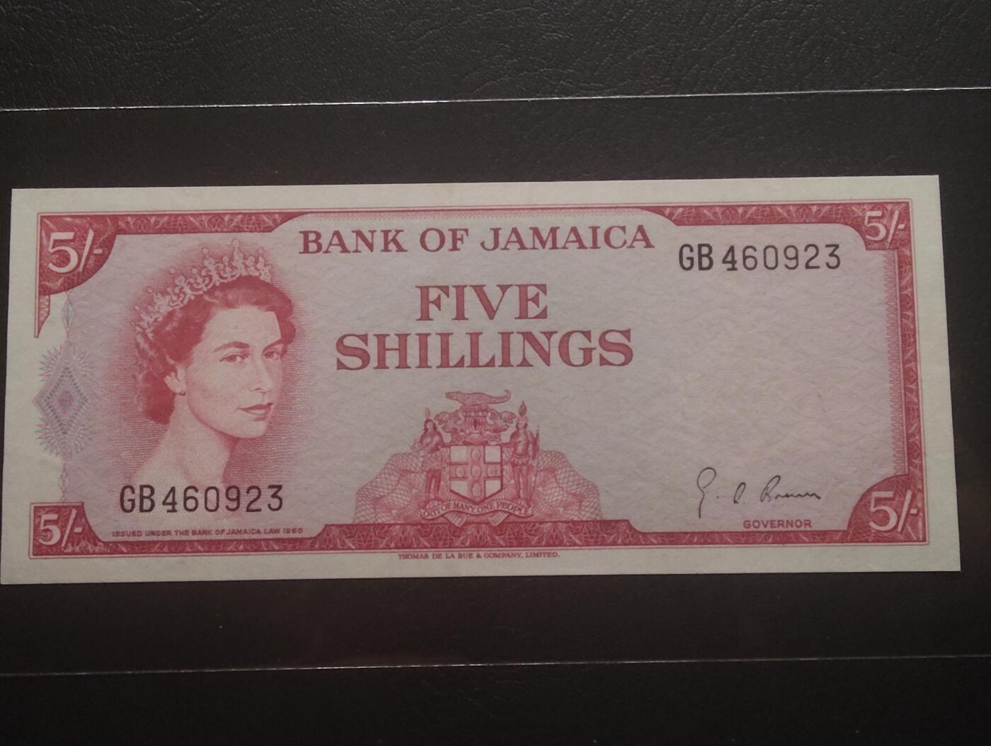 2026三月第四期，总221期 牙买加1960版5先令AUNC，小皇冠女王和山涧小溪