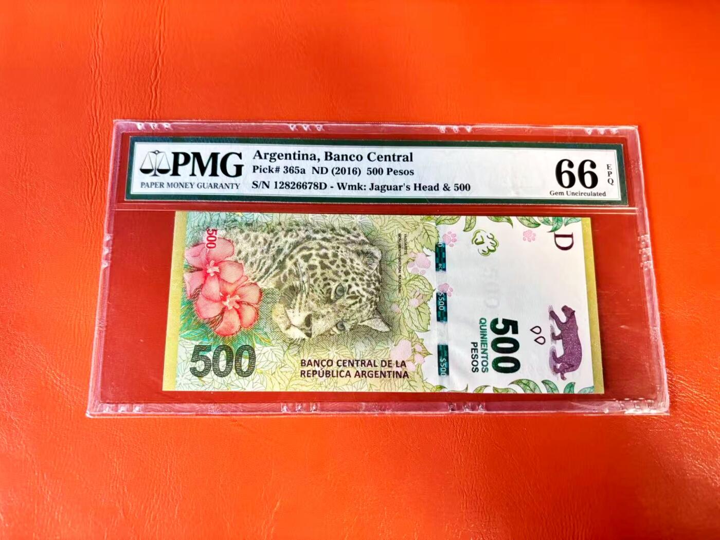 【Blue Auction】世界纸币精拍第801期——18级TOP拍卖/信誉/品质/专业/高效💫 阿根廷 2016年500比索 豹子 PMG66EPQ 