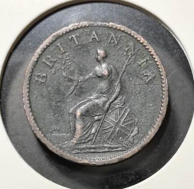 外国优质老铜币银币苏联纪念章，每周六晚九点倒数截拍，满百包邮可寄存，持续收拍 - 英国1806 年乔治三世法新铜币直径21.5mm重5克，正面为乔治三世月桂冠头像及年份，背面是象征不列颠的坐像女神，是拿破仑战争时期英国货币的典型遗存，包浆厚重，极具近代英国历史与钱币收藏价值