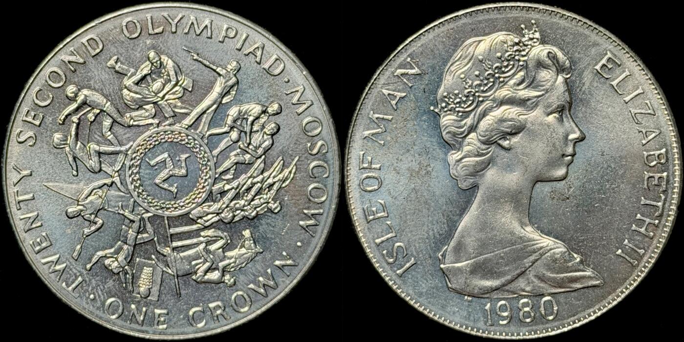 ＜星葵🌻钱币社＞第72期·东奔西走的硬币·3月31日发货 马恩岛1980年莫斯科奥运会1克朗纪念币