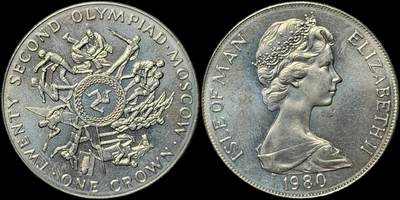 ＜星葵🌻钱币社＞第72期·东奔西走的硬币·3月31日发货 - 马恩岛1980年莫斯科奥运会1克朗纪念币