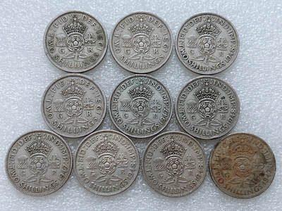 第一海外回流一元起拍收藏 散集专场  第307期 - 英国乔六2先令硬币 10枚