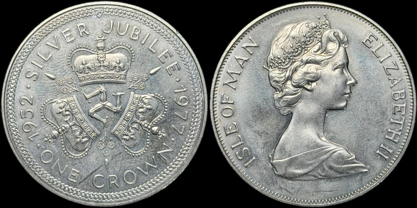 ＜星葵🌻钱币社＞第72期·东奔西走的硬币·3月31日发货 马恩岛1977年女王登基25周年1克朗纪念币