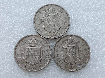 第一海外回流一元起拍收藏 散集专场  第307期 - 英国伊丽莎白二世半克朗硬币 3枚