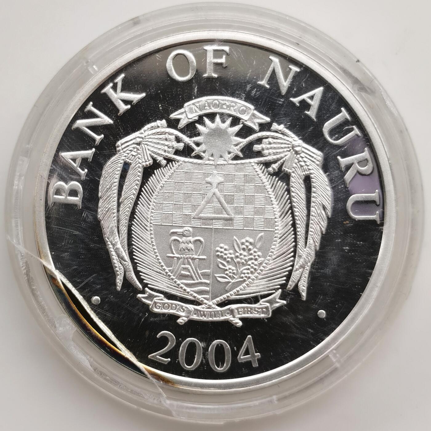 博洋堂“芳菲春韵”3月精品大拍专场暨第166期（全场包邮） 瑙鲁2004年10元带镀金插件反向精制银币 欧洲地标-德累斯顿圣母大教堂（德） 1盎司999银 发行量：7千5百