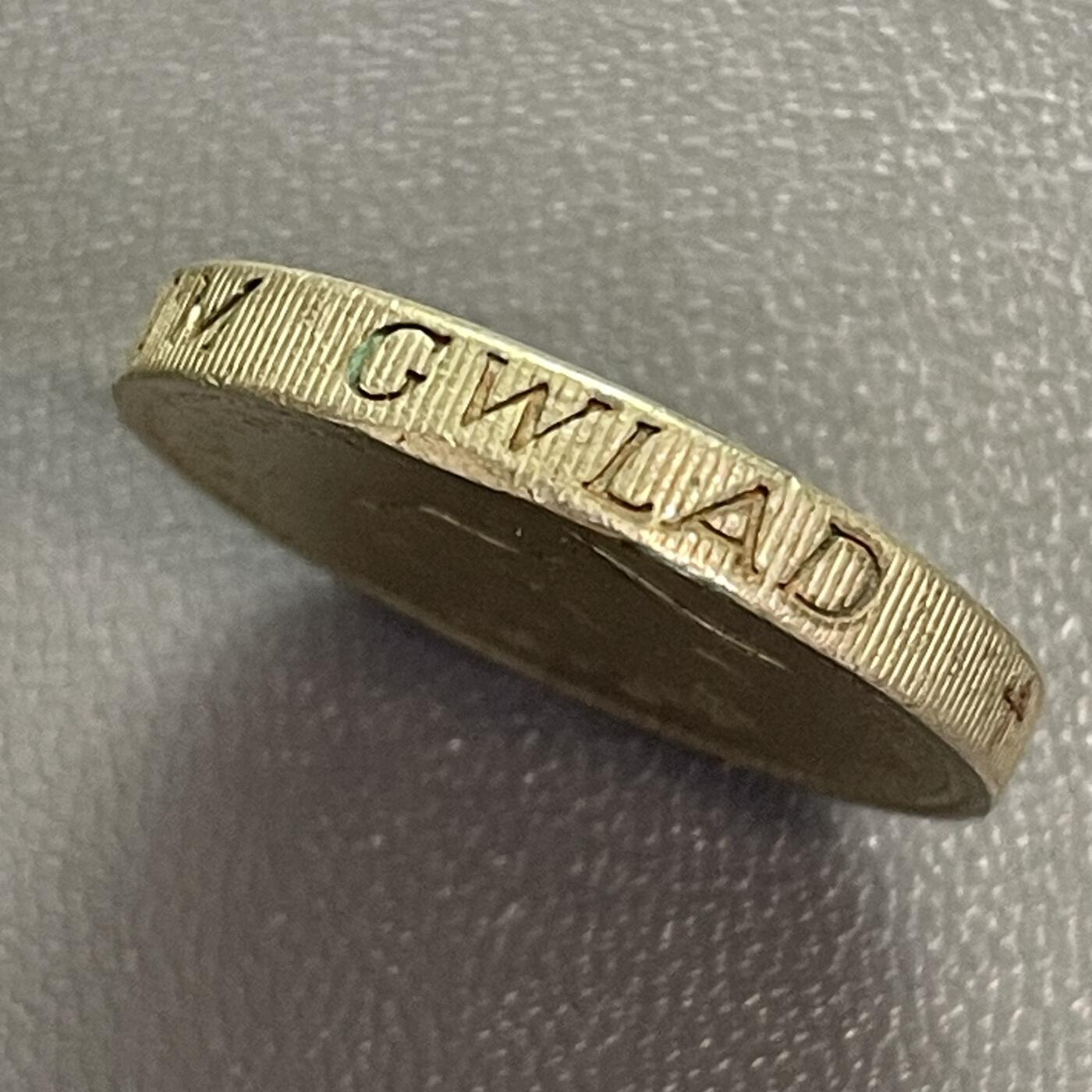 回流0328 英国1985年1镑加厚铜币 威尔士韭葱