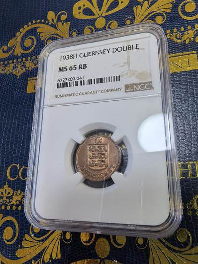 长老汇马年精选第十三场拍卖 - 1938H根西1道布铜币，NGC MS65RB，季军，更高7枚，9.6万枚