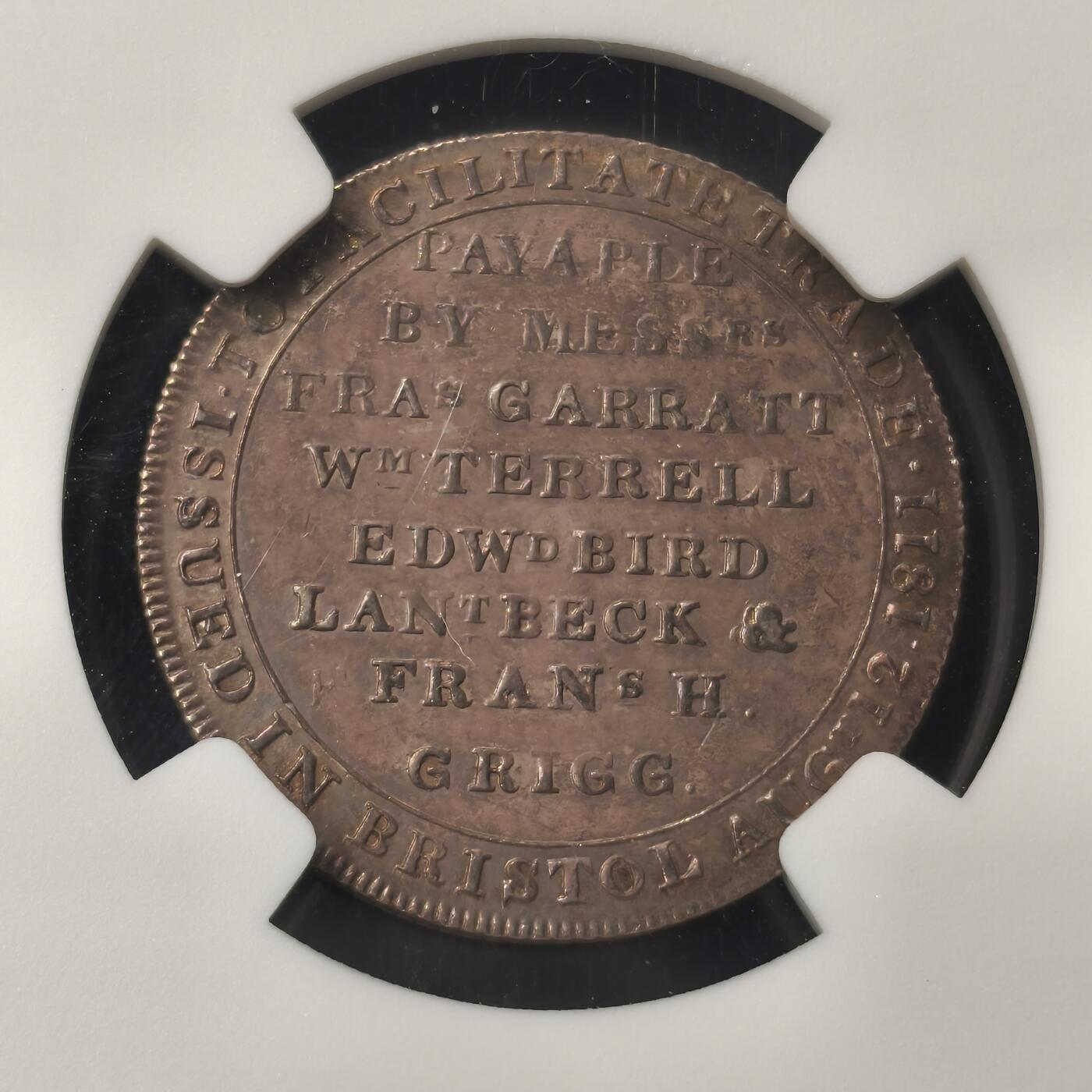 Krab外币市集Vol.28 NGC AU58 英国布里斯托1811年银制代币1先令