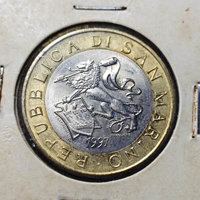 KK钱币收藏小铺  第409期 2月预留时间 周末发货 -  1997圣马力诺1000里拉双色币