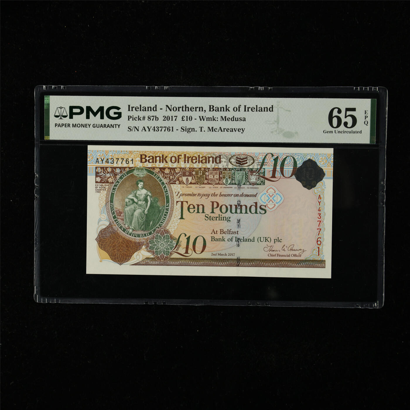 【亘邦集藏】第224期拍卖 2017年 北爱尔兰10镑 PMG 65EPQ AY437761