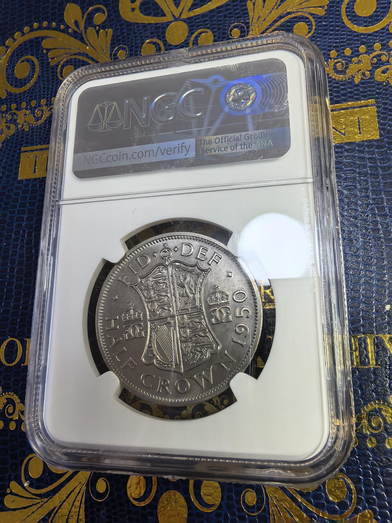 长老汇马年精选第十三场拍卖 1950英国乔治六世1/2克朗精制铜镍币，NGC PF63