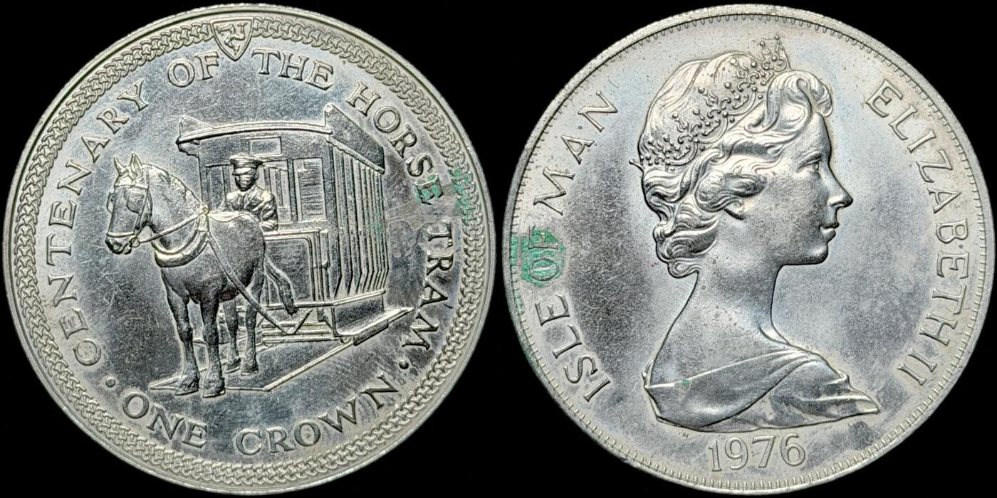 ＜星葵🌻钱币社＞第72期·东奔西走的硬币·3月31日发货 马恩岛1976年有轨马车诞辰100周年1克朗纪念币