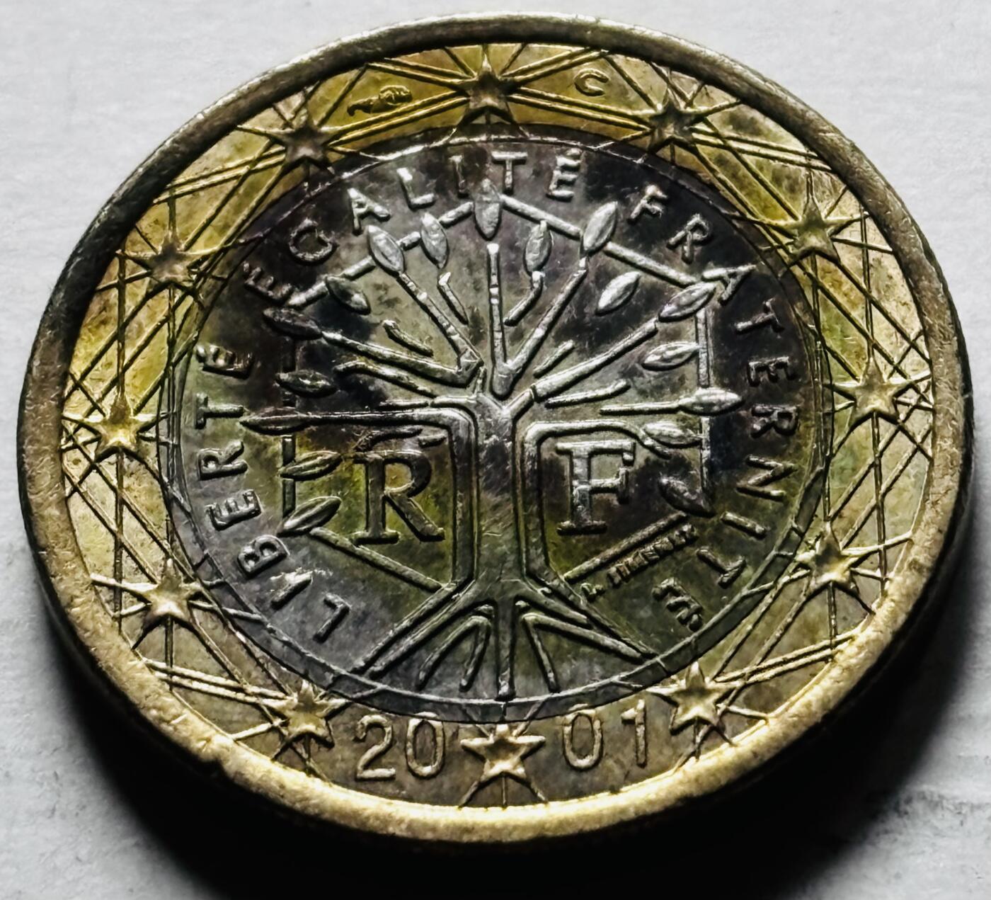 文馨钱币收藏第 298 场，长期接代拍业务 2001 年法国 1 欧元