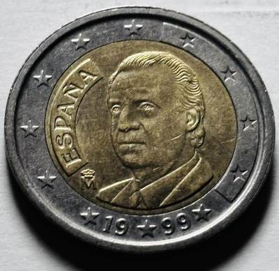 文馨钱币收藏第 298 场，长期接代拍业务 - 好品 1999 年西班牙 2 欧元 第一版首发