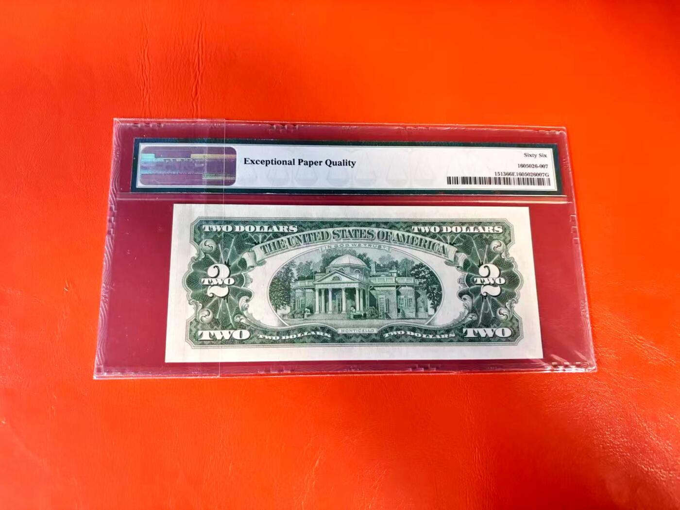 【Blue Auction】世界纸币精拍第801期——18级TOP拍卖/信誉/品质/专业/高效💫 【AA】美国 1963年 2美金 PMG66EPQ 