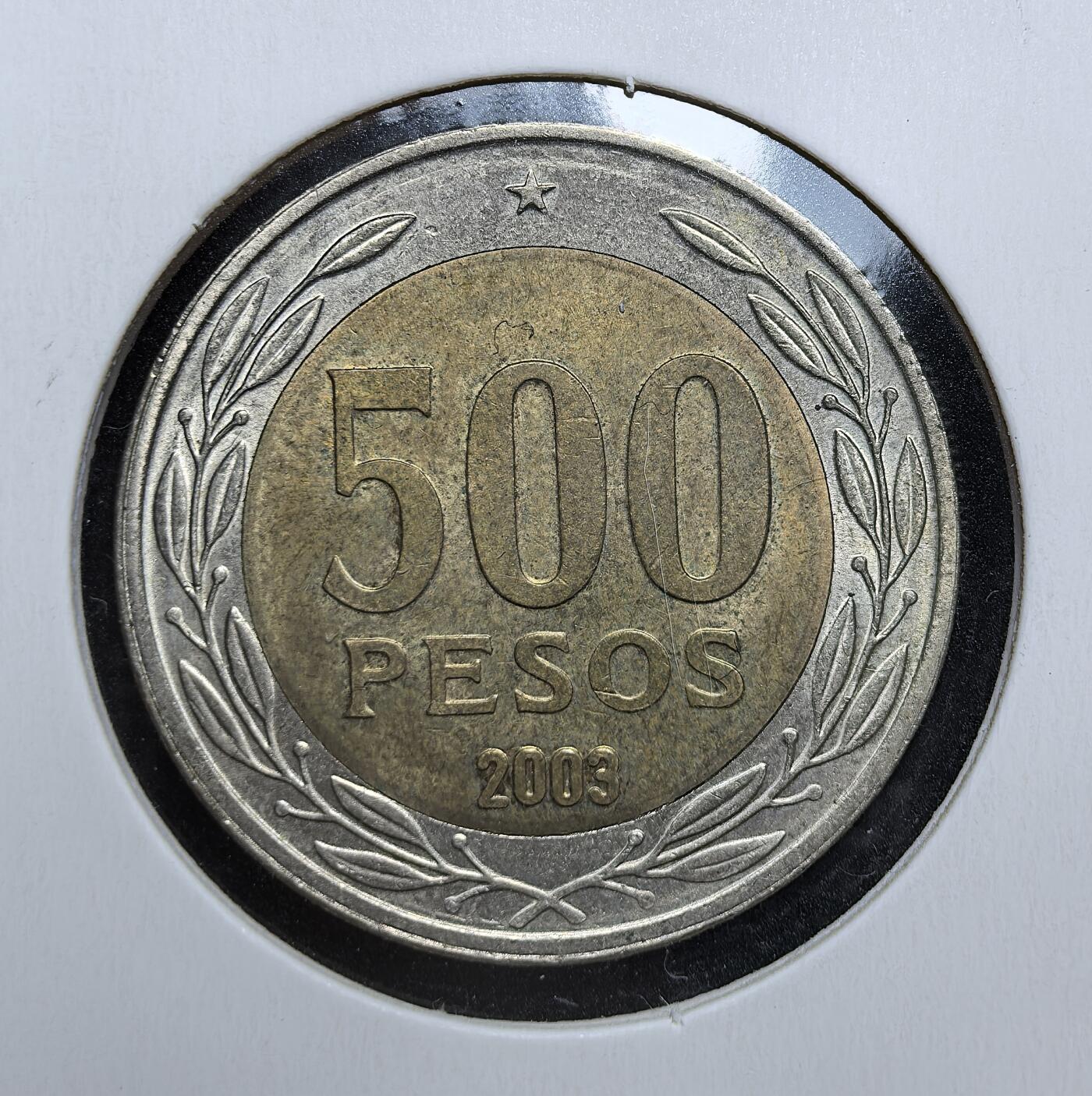 外国优质老铜币银币苏联纪念章，每周六晚九点倒数截拍，满百包邮可寄存，持续收拍 智利 500 比索双金属币，正面为劳尔・席尔瓦・恩里克斯红衣主教头像，背面大面值与橄榄枝纹饰，双色材质质感独特，是南美现代钱币收藏的优选。