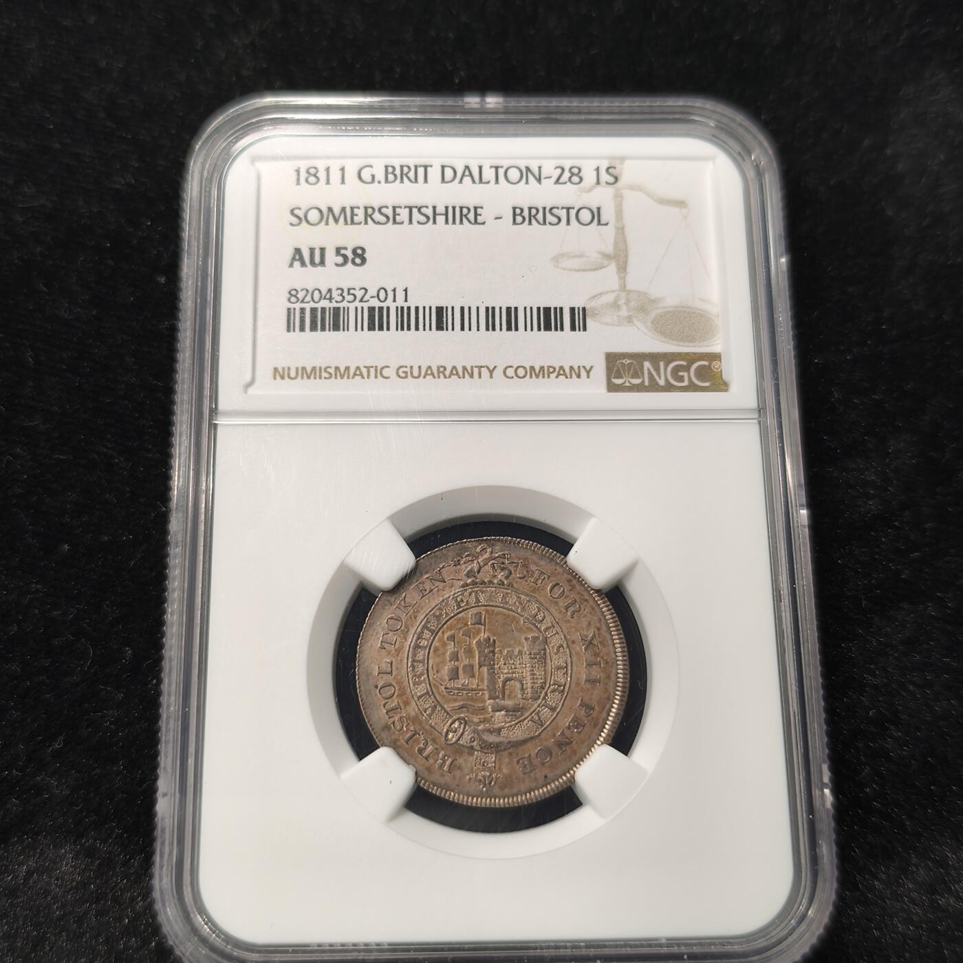 Krab外币市集Vol.28 NGC AU58 英国布里斯托1811年银制代币1先令