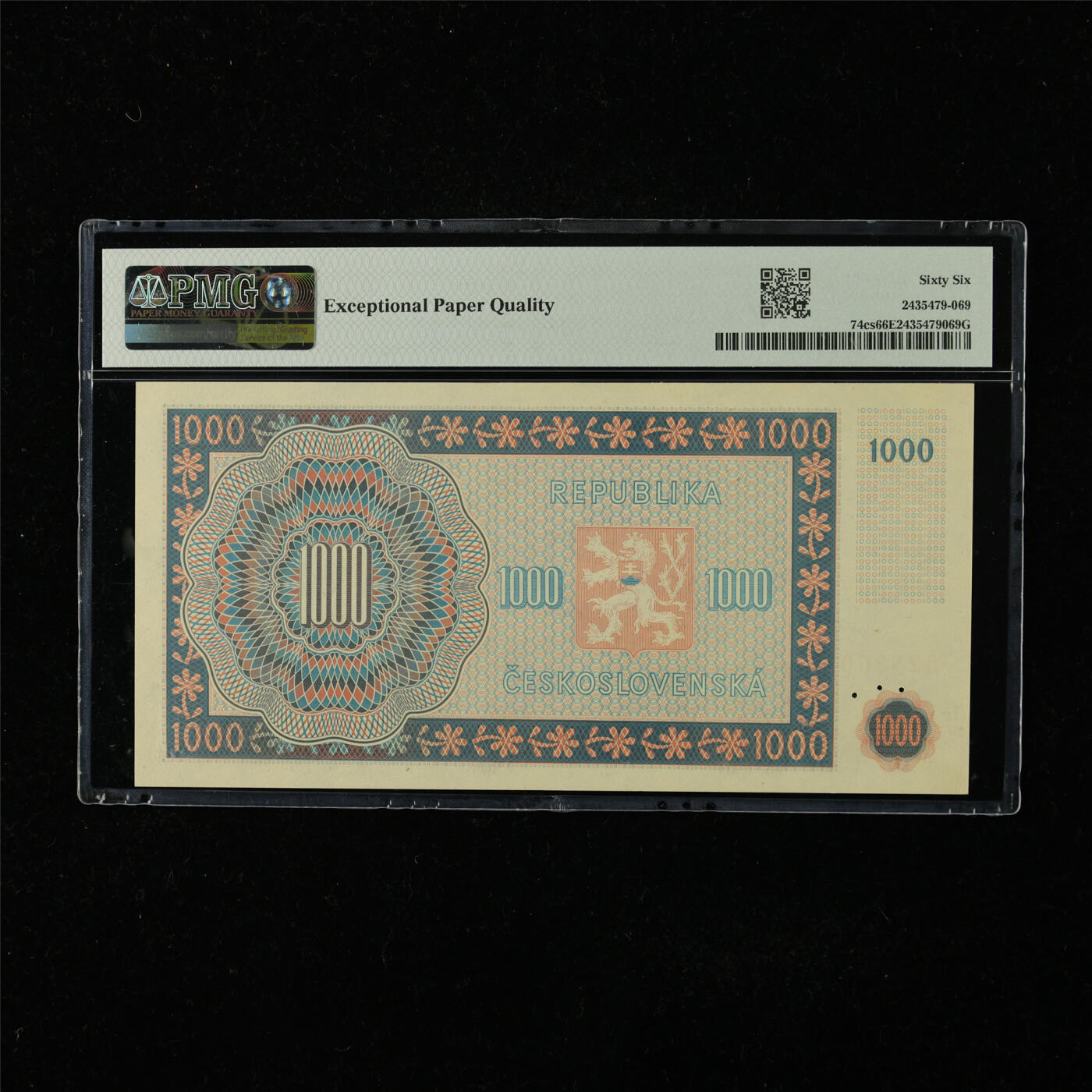 【亘邦集藏】第224期拍卖 1945年 捷克斯洛伐克国家银行样钞1000克朗 PMG 66EPQ S.24B 323300