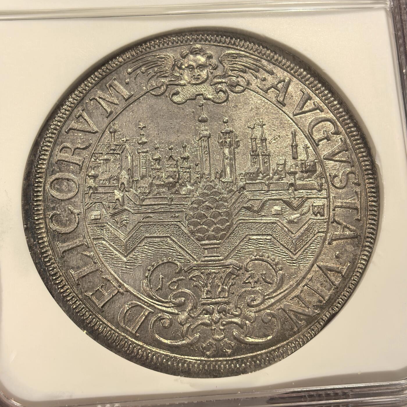 博洋堂“芳菲春韵”3月精品大拍专场暨第166期（全场包邮） NGC MS63 德国奥格斯堡1641年城市景观大泰勒，名誉景观品种，发丝胡须细节令人惊叹，背面更是堪称完美，顶级收藏佳品