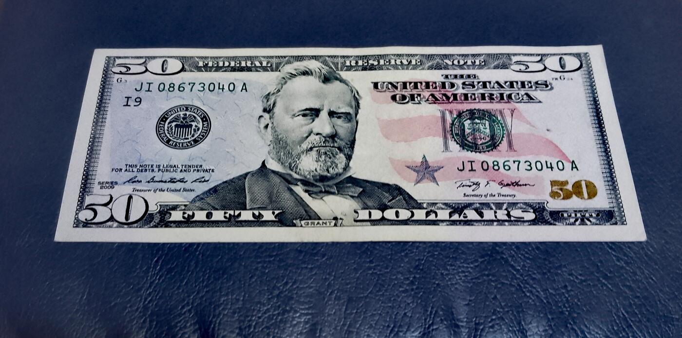 近全新美国2009年50美元靓品纸币