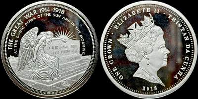 ＜星葵🌻钱币社＞第72期·东奔西走的硬币·3月31日发货 - 〈发行量9999〉特里斯坦·达库尼亚2018年一战纪念颂歌·日落之时及清晨1克朗镀银纪念币