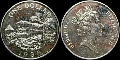 ＜星葵🌻钱币社＞第72期·东奔西走的硬币·3月31日发货 - 〈发行量6000〉百慕大1988年铁路1元克朗型纪念币