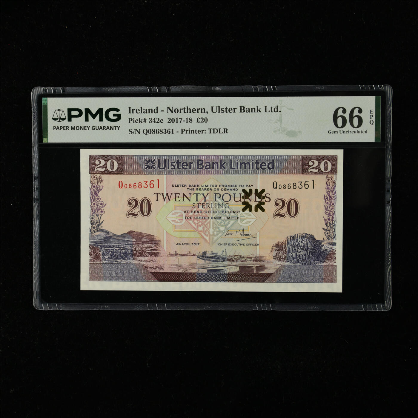 【亘邦集藏】第224期拍卖 2017-18年 北爱尔兰20镑 PMG 66EPQ Q0868361