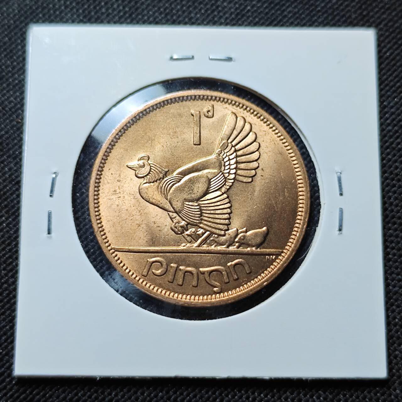 KK钱币收藏小铺  第409期 2月预留时间 周末发货  爱尔兰母鸡1便士铜币 好品