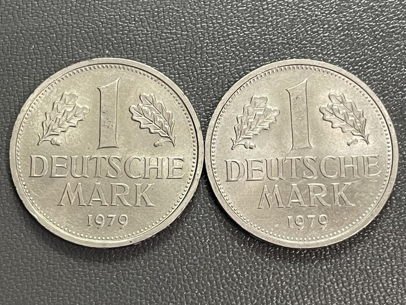 回流0328 美品 联邦德国（西德）1979年1马克两枚 联邦鹰