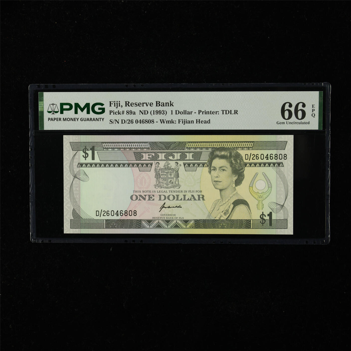 【亘邦集藏】第224期拍卖 1993年 斐济1元 PMG 66EPQ D/26 046808