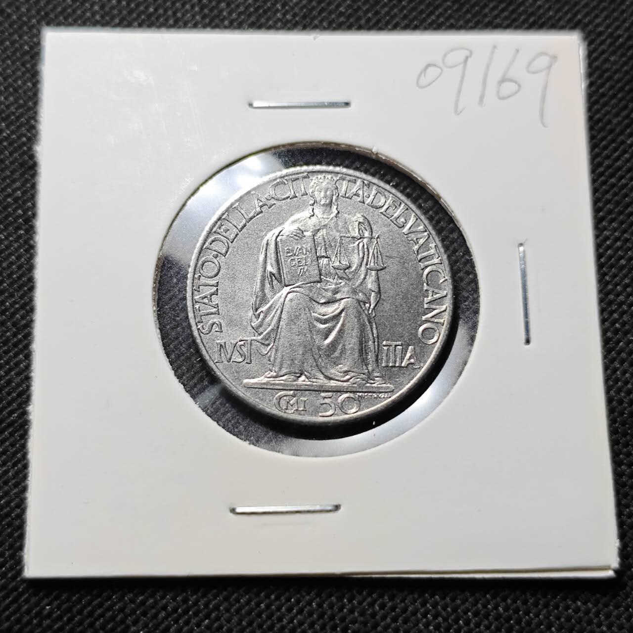 KK钱币收藏小铺  第409期 2月预留时间 周末发货  1942梵蒂冈50分 好品