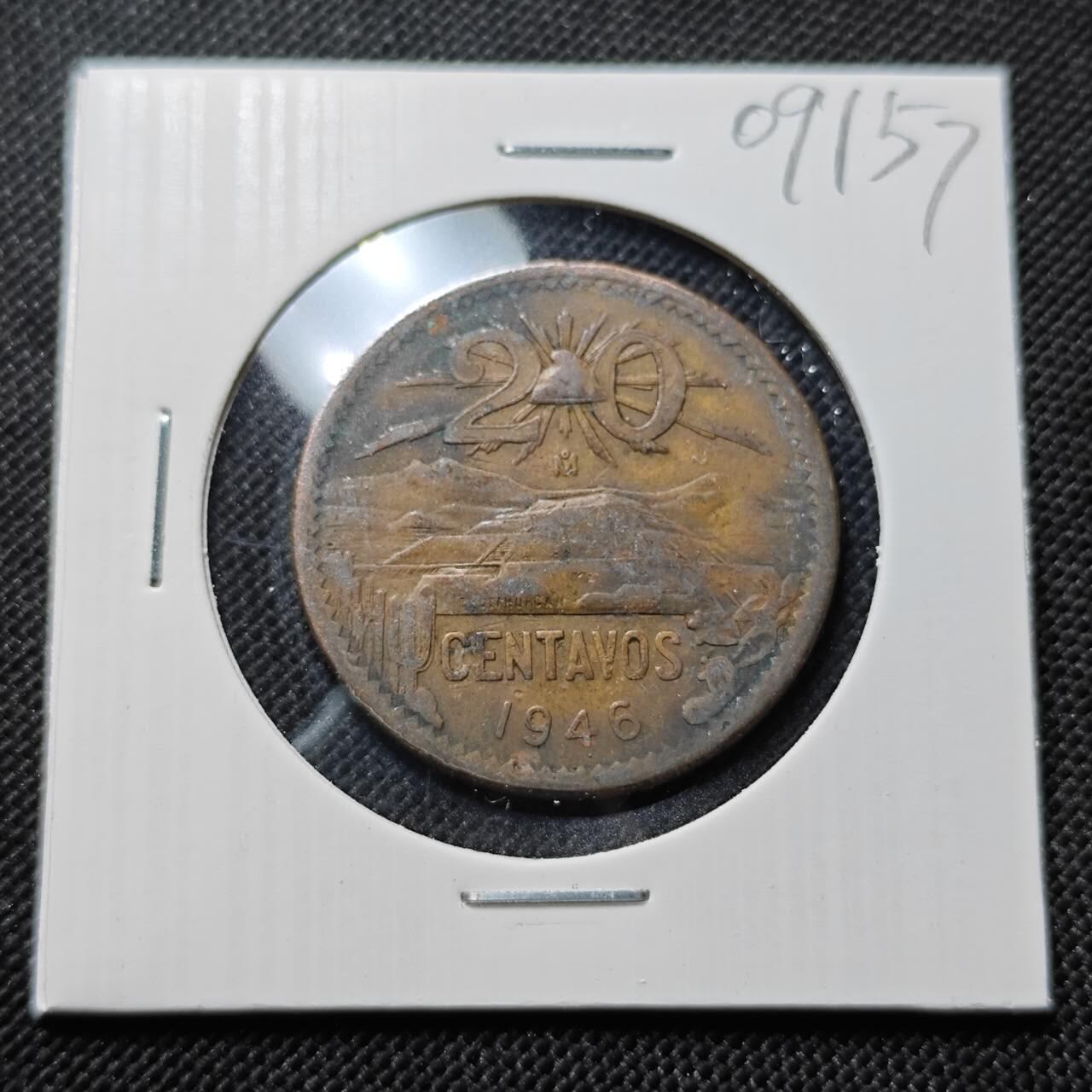 KK钱币收藏小铺  第409期 2月预留时间 周末发货 1946墨西哥20分铜币 