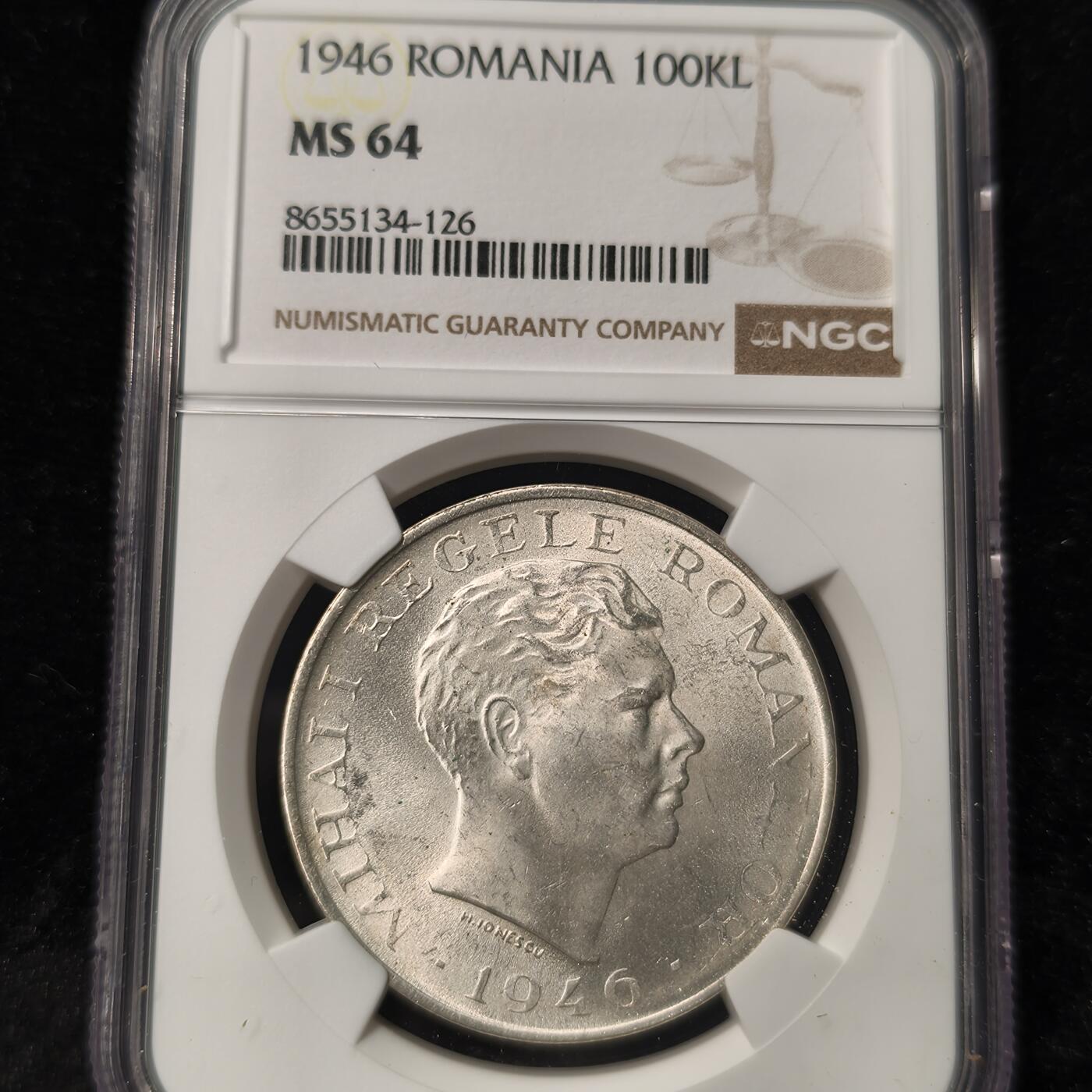 Krab外币市集Vol.28 NGC MS64 罗马尼亚1946年100000列大银币