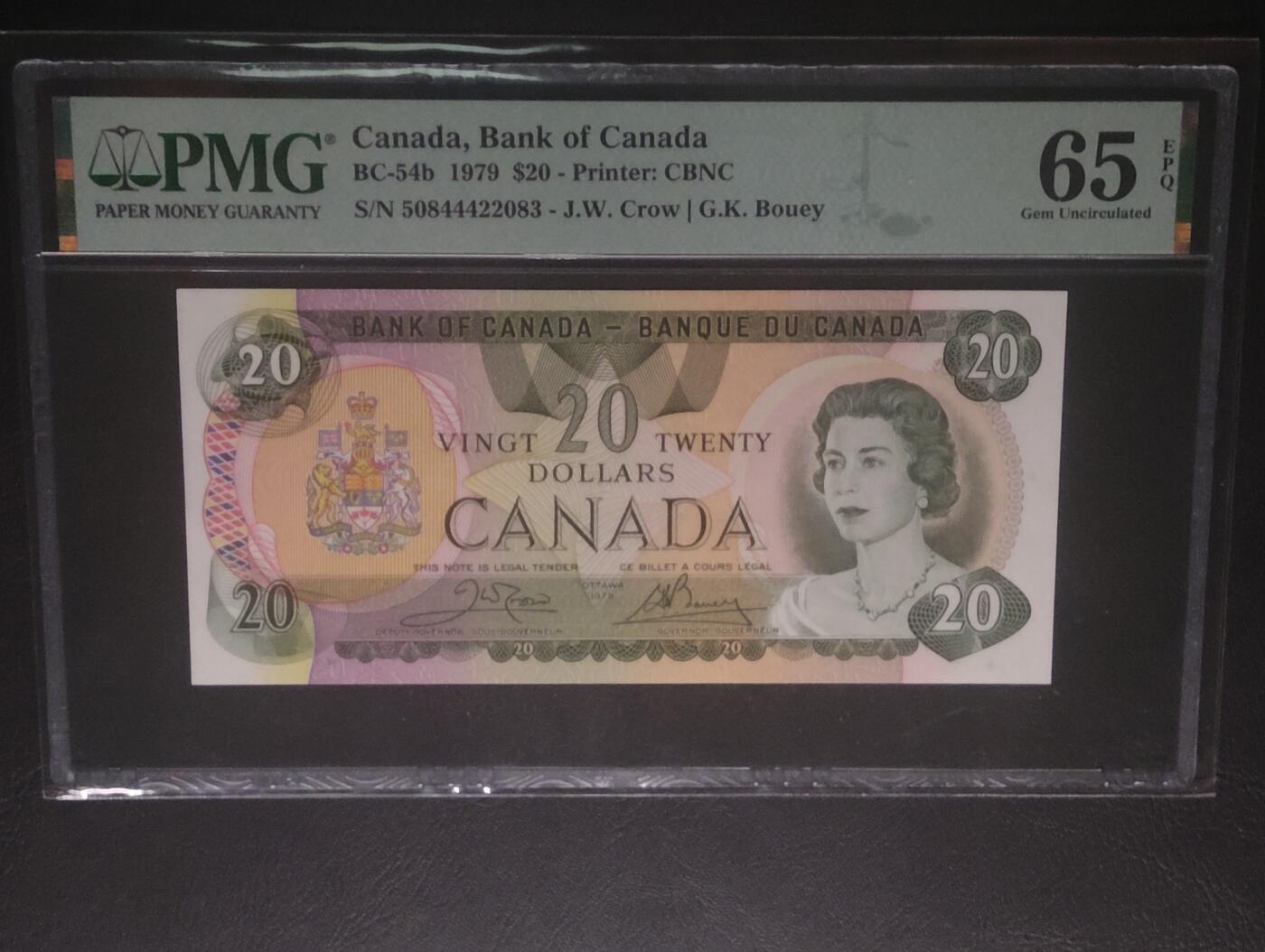 2026三月第四期，总221期 加拿大1979版20元PMG65epq，青年女王和梦莲湖