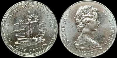 ＜星葵🌻钱币社＞第72期·东奔西走的硬币·3月31日发货 - 马恩岛1979年延沃尔德议会1000周年·拉申城堡1克朗纪念币