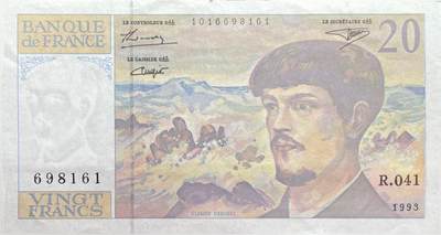 回流0328 - 法国20法郎纸币（德彪西版，1993年版）